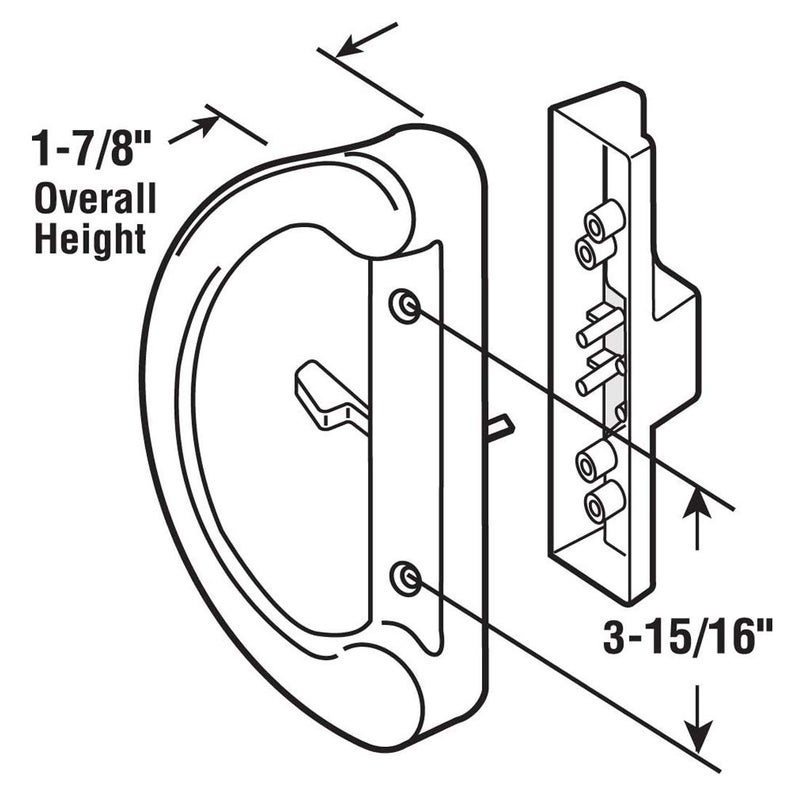 HauSun Patio Door Handle Set + Mortise Lock 45Â° Perfect Replacement for Sliding Glass Door Fits 3-15/16â€ Screw Hole Spacing, Non-keyed with Latch Locks,White Diecast,Reversible Design(Non-Handed) - Image 2